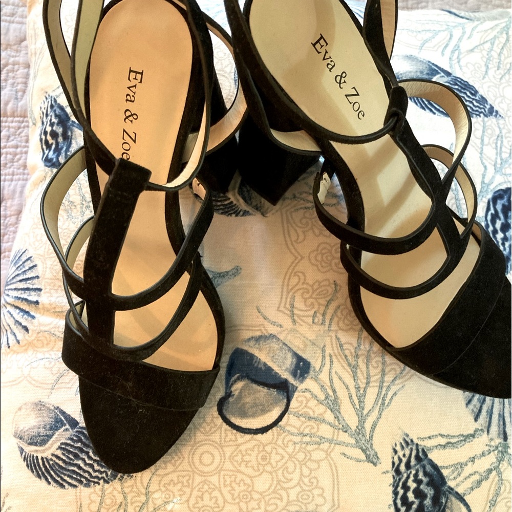 Black suede velvet heels
